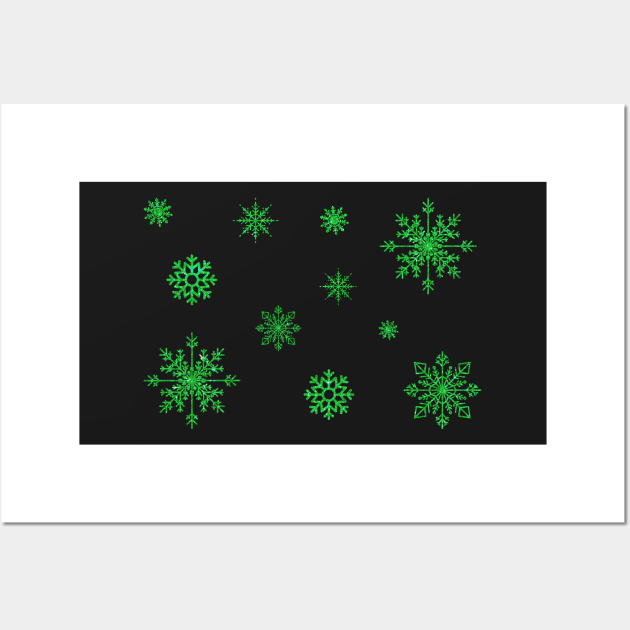 Bright Green Faux Glitter Snowflakes Wall Art by Felicity-K